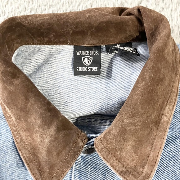 Vintage Looney Tunes Taz Jacket Mens Medium Blue Denim Warner Bros 90s - Picture 2 of 7